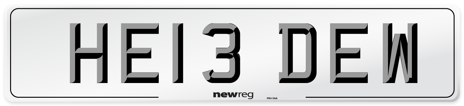 HE13 DEW Number Plate from New Reg